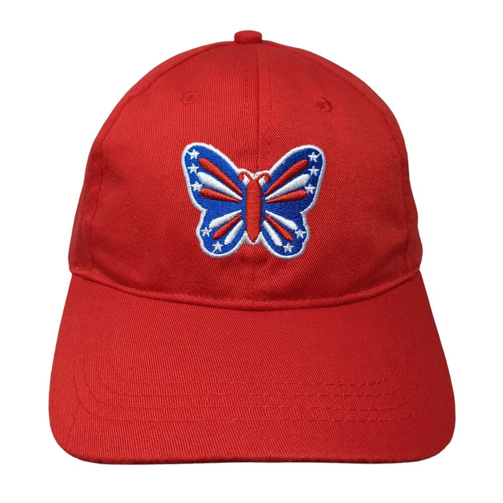 Butterfly USA Strapback Hat Red One Size Adjustable Embroidered Outdoor